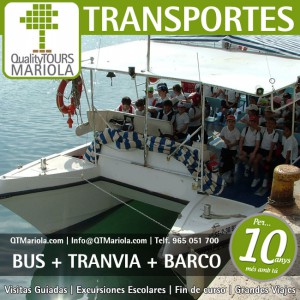 excursión escolar bus + tranvia + barco, alicante, el campello, visita colegios bus + tranvia + barco, puerto de alicante