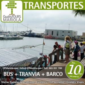 excursión escolar bus + tranvia + barco, alicante, el campello, visita colegios bus + tranvia + barco, puerto de alicante