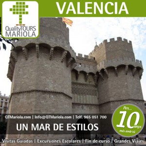 excursión escolar valencia, visita guiada valencia, ciudad de las artes y de las ciencias, visita colegios Valencia, torres de serrano valencia